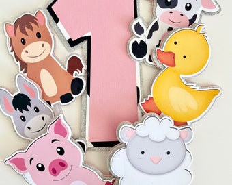 Baby Farm Animals Cake Topper | Barnyard Birthday Party Decor