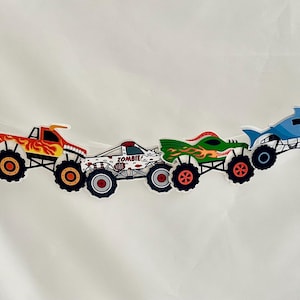 Monster Truck Birthday Banner | Custom Name Truck Party Garland | Off-Road Truck Theme Decoration