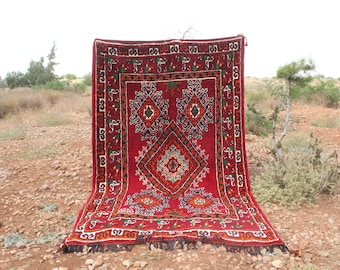 6x11 FT Antique Berber Rug: Handwoven Moroccan Wool Tribal Decor