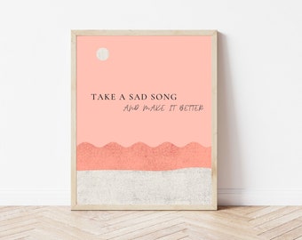Impresión con la letra de "Hey Jude" de The Beatles: Arte mural minimalista (descarga digital)