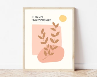 Impresión de la letra de "In My Life" de The Beatles: Decoración minimalista para el hogar (descarga digital)