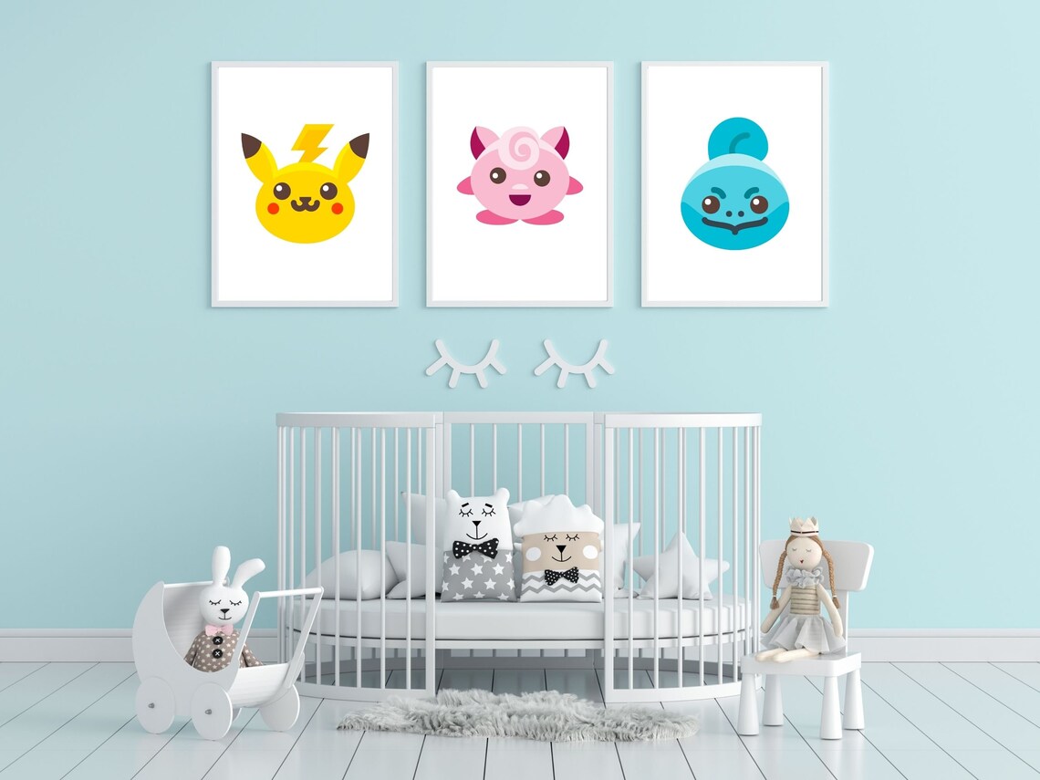 Nursery Set of 3 Pokemon Prints Pokemon Wall Decor Kids Wall Etsy