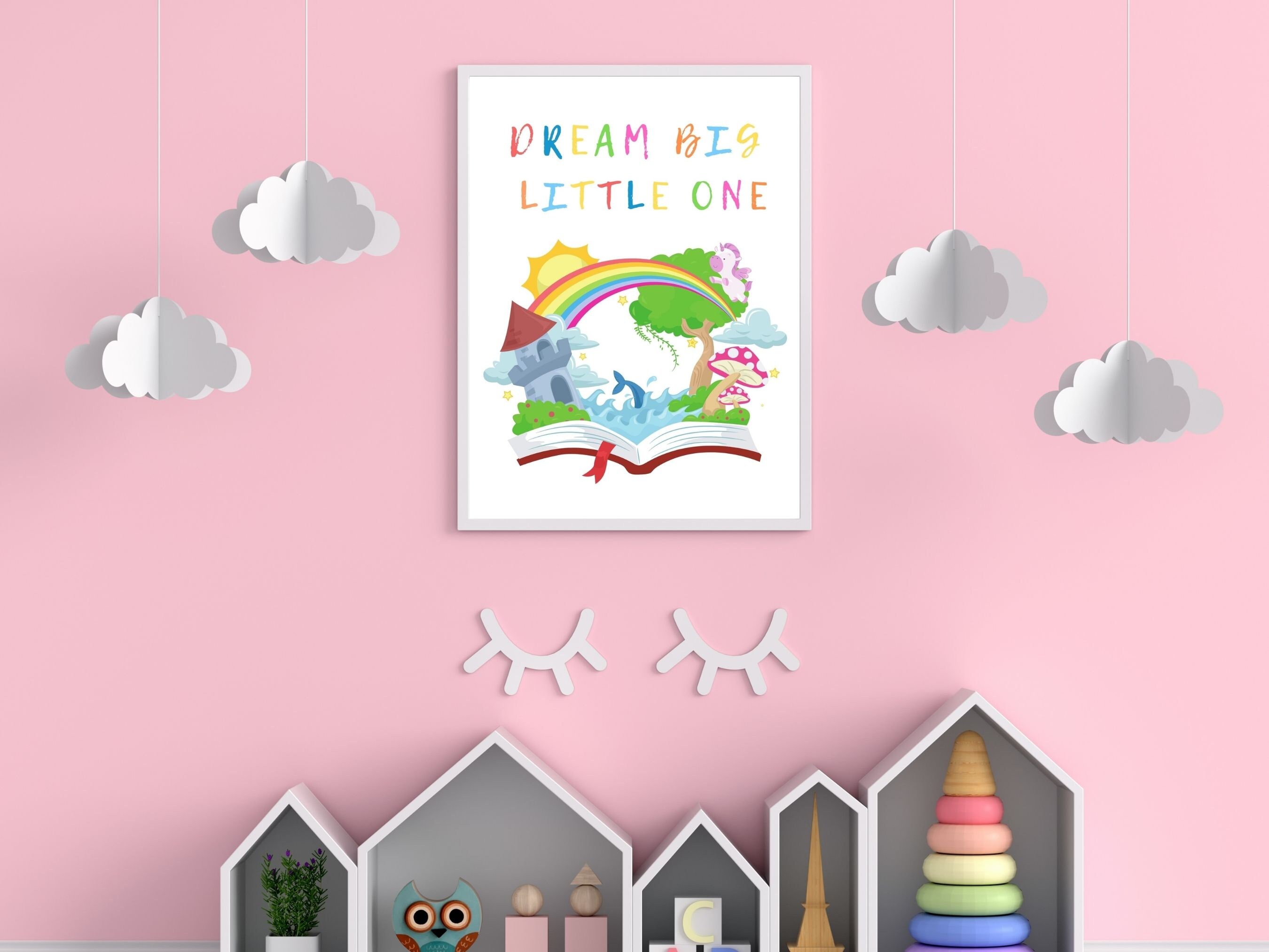 Dream big little one: print colourful design nursery print bedroom ...