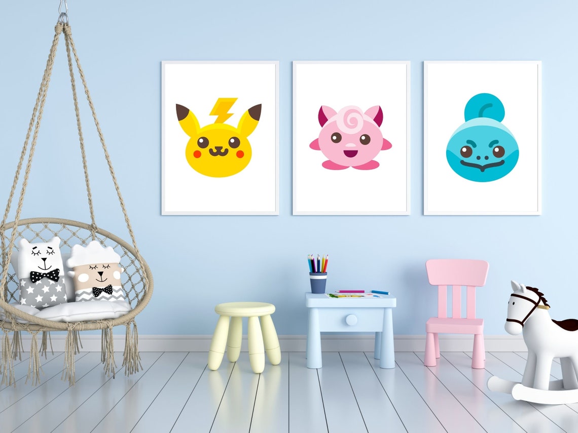 Nursery Set of 3 Pokemon Prints Pokemon Wall Decor Kids Wall Etsy