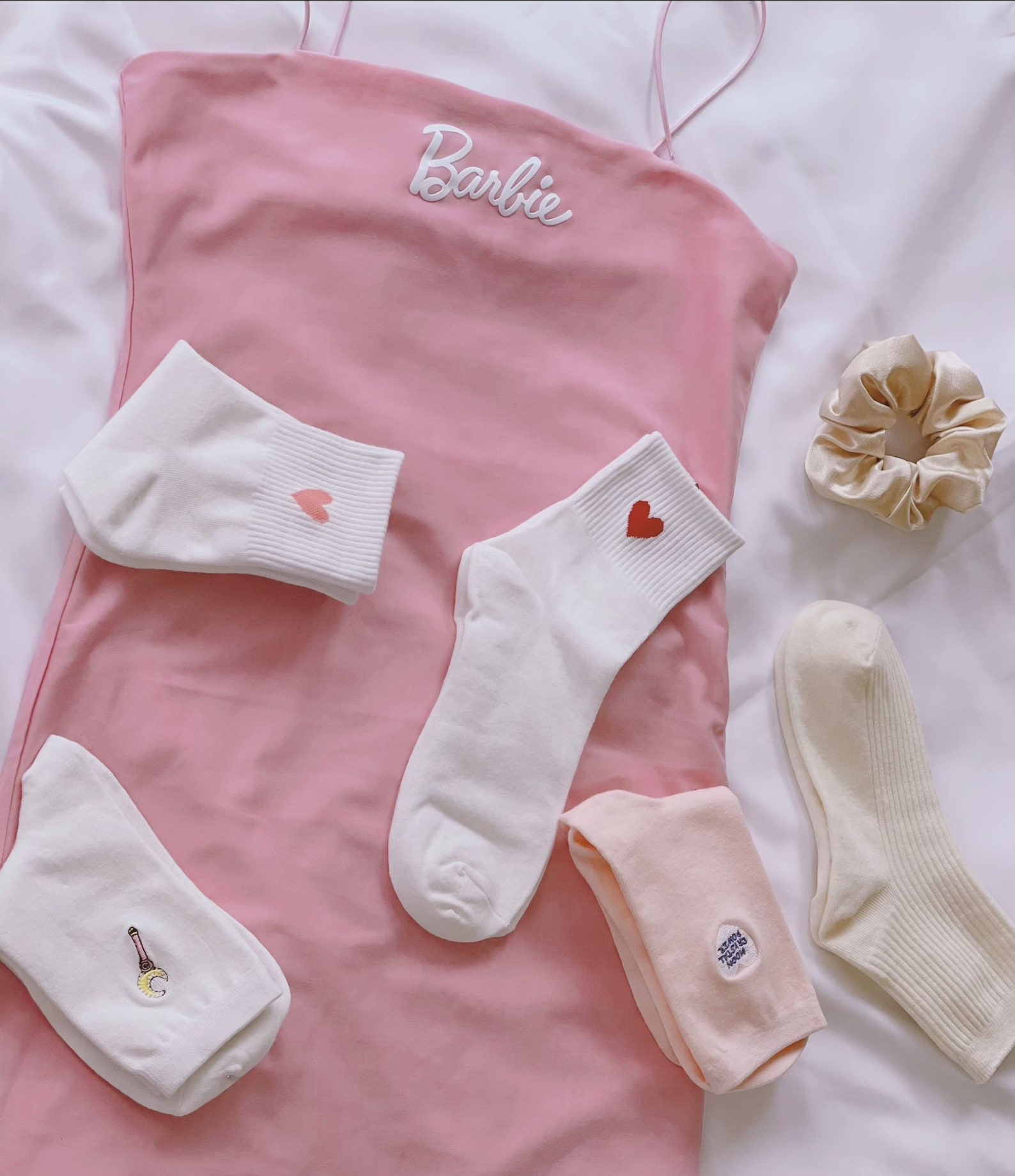 White Socks Heart Socks Love Socks Pack Pink Heart Print | Etsy
