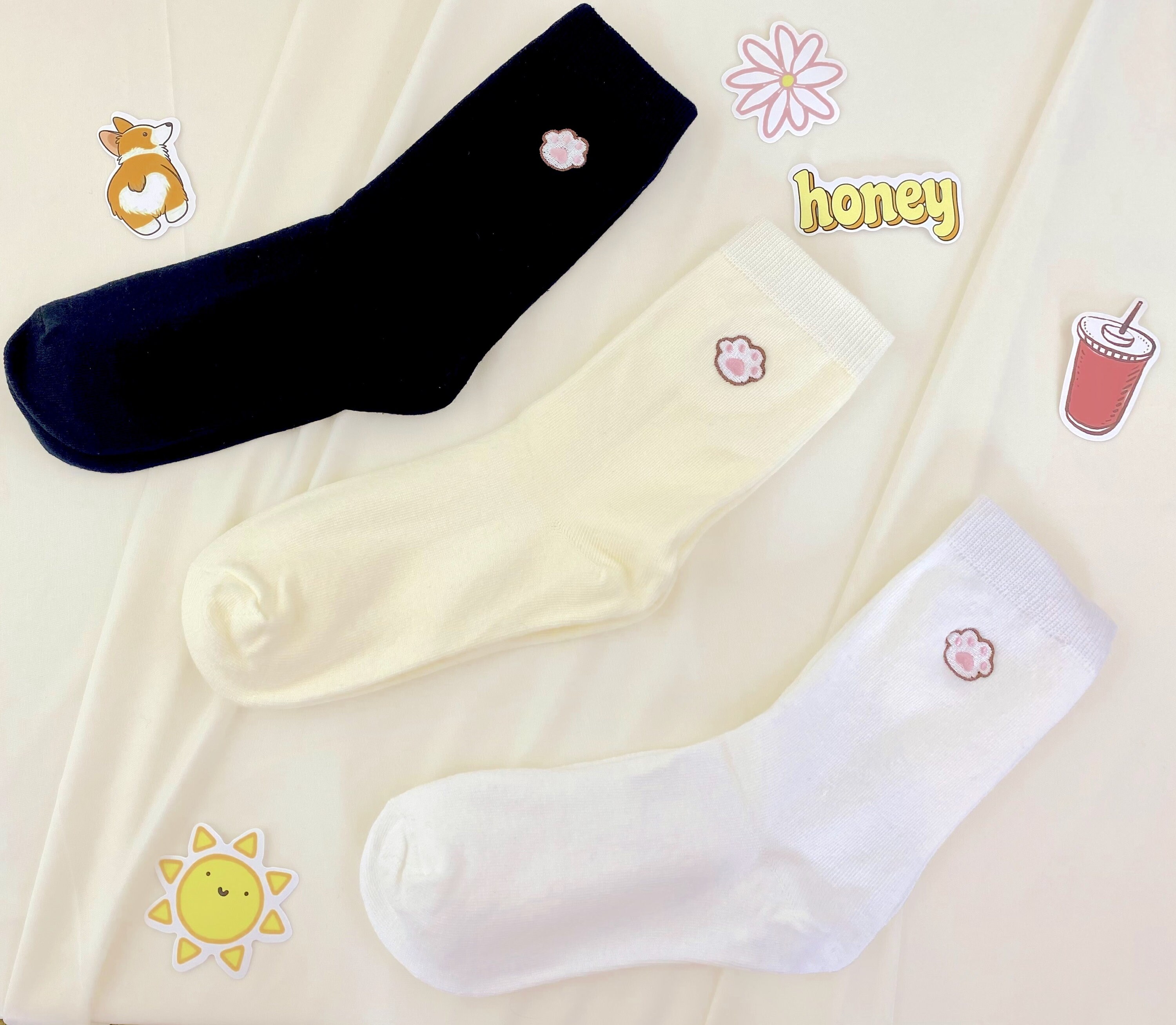 White Socks Cat Paw Sock Pack for Women Cool Socks Cat Paw Etsy