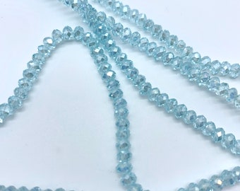 Light Blue faceted crystal rondells