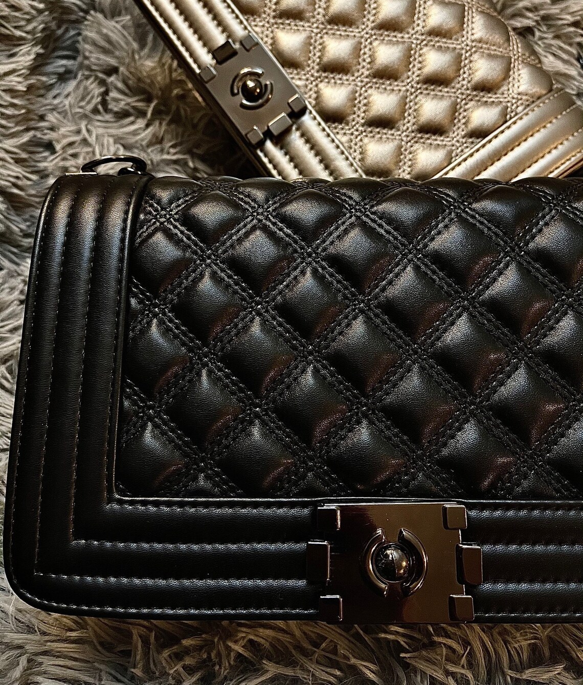 Large Chain Strap Shoulder Bag 2 Colours Etsy