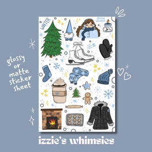 Winter Sticker Sheet | journal stickers, bujo, planner, winter, cozy, seasons