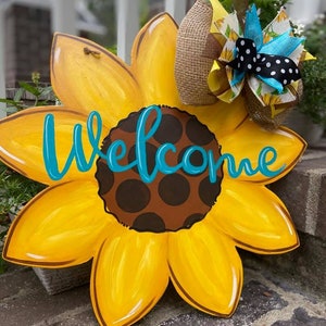 Sunflower Wood Door Hanger Welcome Sign