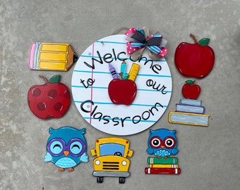 Attachment Pieces for Interchangeable Door Hanger, Welcome Sign, Wreath Back to School Decor