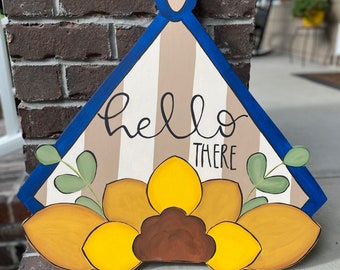 Sunflower Wood Door Hanger, Fall Porch Decor