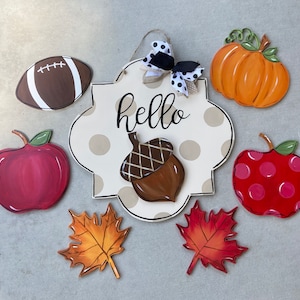 Mini piezas de otoño y Halloween para colgar en la puerta un cartel de bienvenida intercambiable