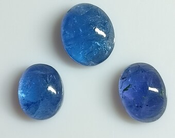 Natural Tanzanite Oval Cabochon: Loose Gemstone for Jewelry (3 Pieces)