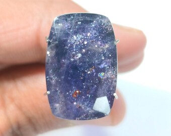 Natural Bloodshot Iolite Sunstone Gemstone: Sparkling Cushion Cut (13.25Ct)