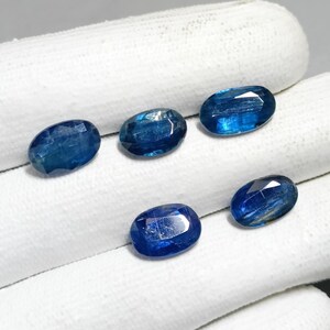 5 Pieces Natural Blue Kyanite Cut Gemstone, AAA Quality Kyanite Oval Shape Gemstone, Genuine Kyanite Faceted For Jewelry.  17.8 Ct. #S-25047
