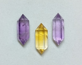 Natural Citrine Amethyst Gemstone Set: Fancy Step Cut Jewelry Stones