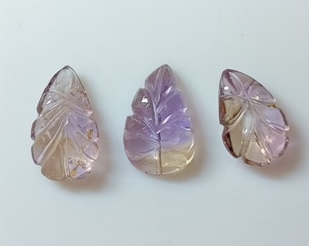 Tallas de hojas de ametrino natural: piedras preciosas para joyería (3 piezas)