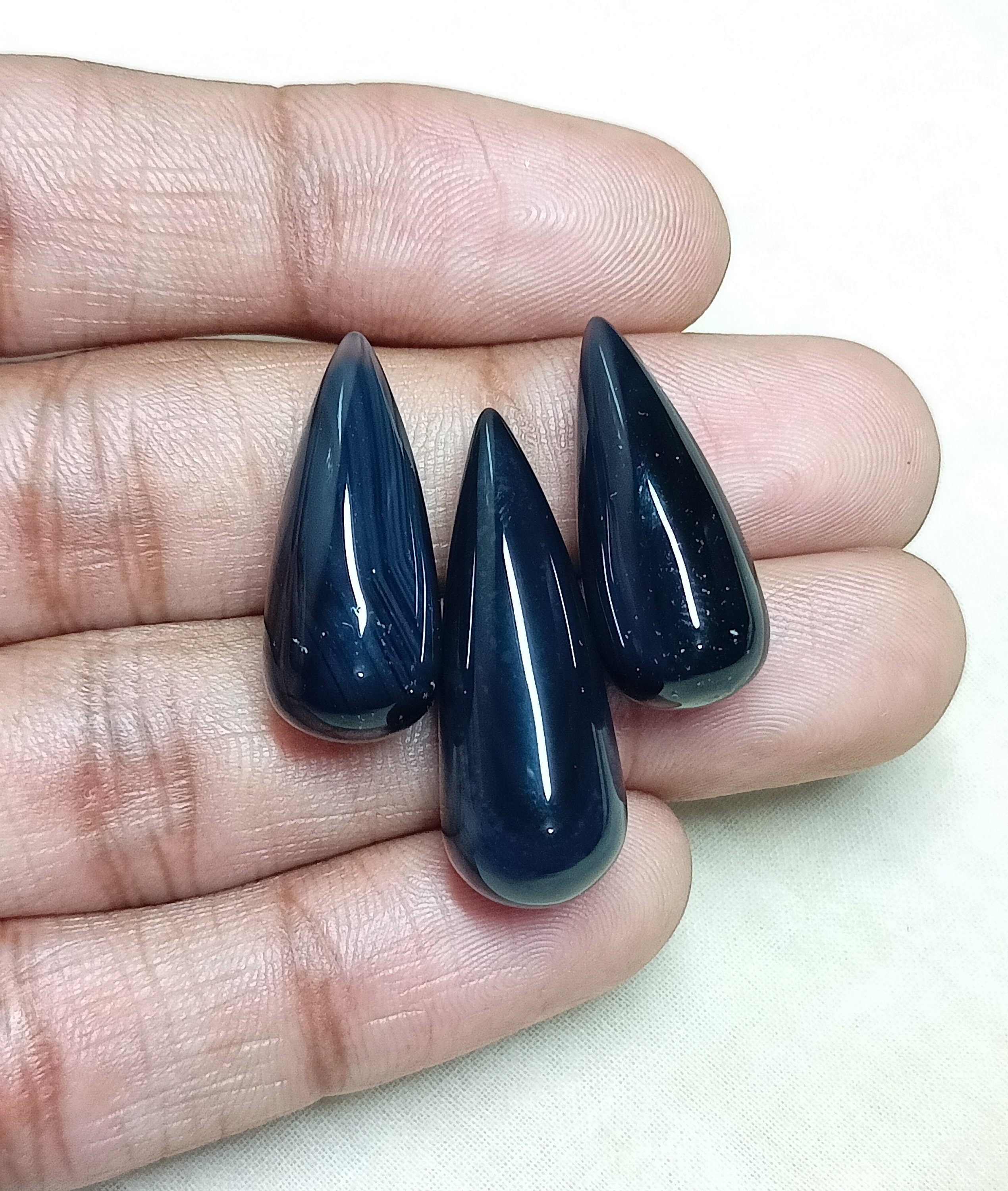 Black Onyx Drops Set, Loose Gemstone, Smooth Polished Black Onyx Drops Set, Loose Gemstone, Smooth Polished