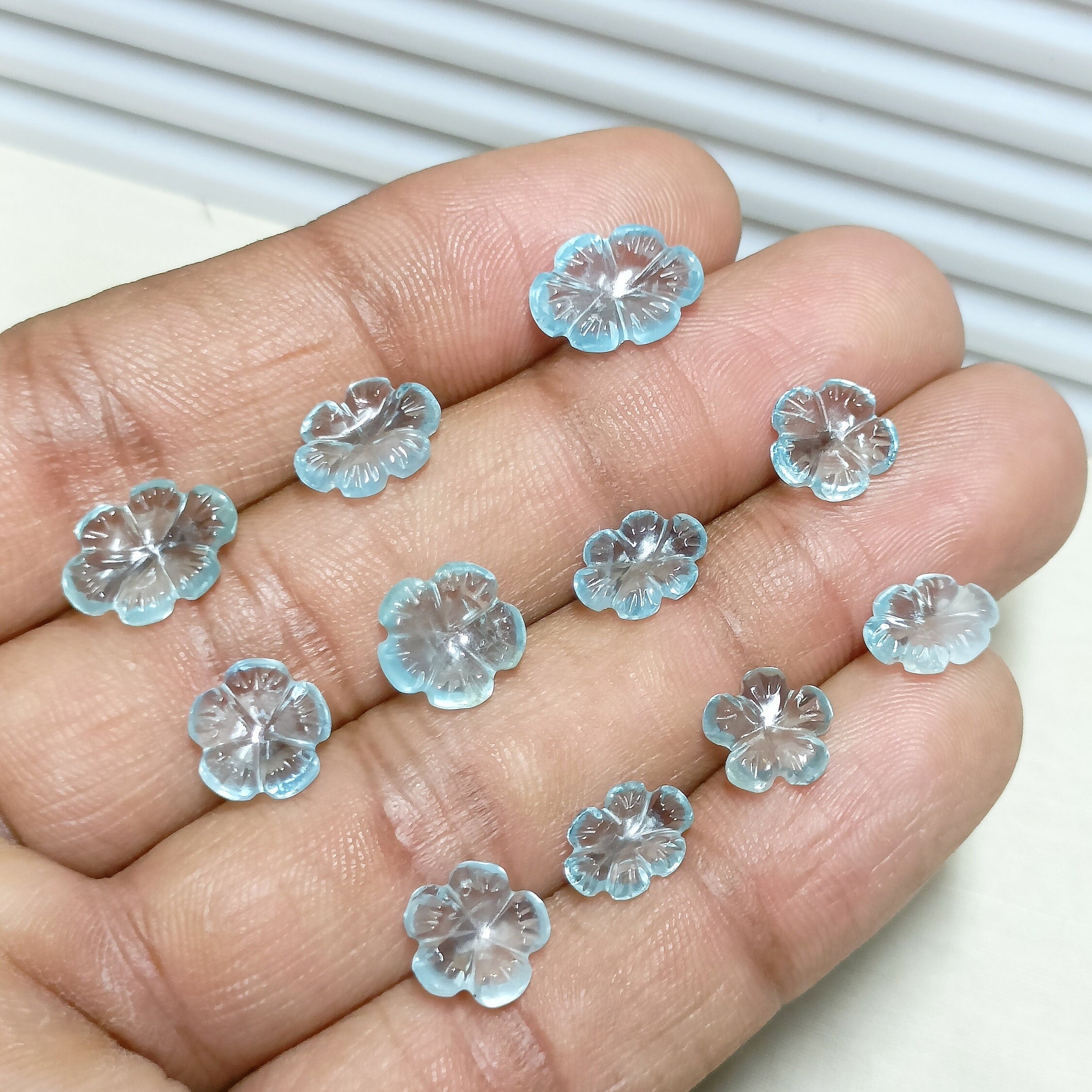 Aquamarine Flower Carvings: Natural Gemstone Jewelry Making (11