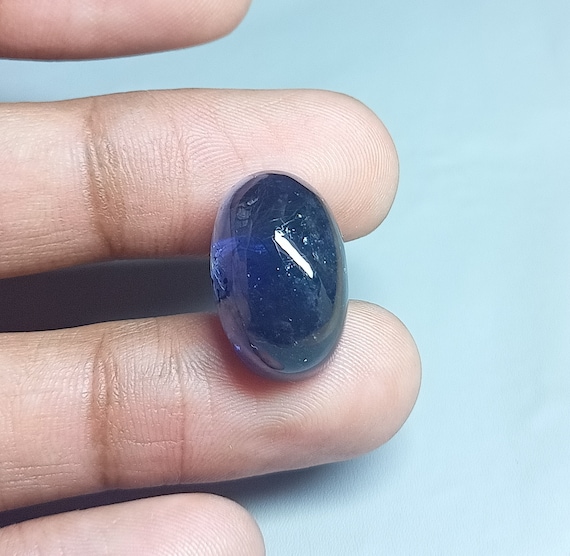 Natural Iolite Cabochon Gemstone: Oval Blue Loose Gem (21 Ct, 13x20x10 MM)