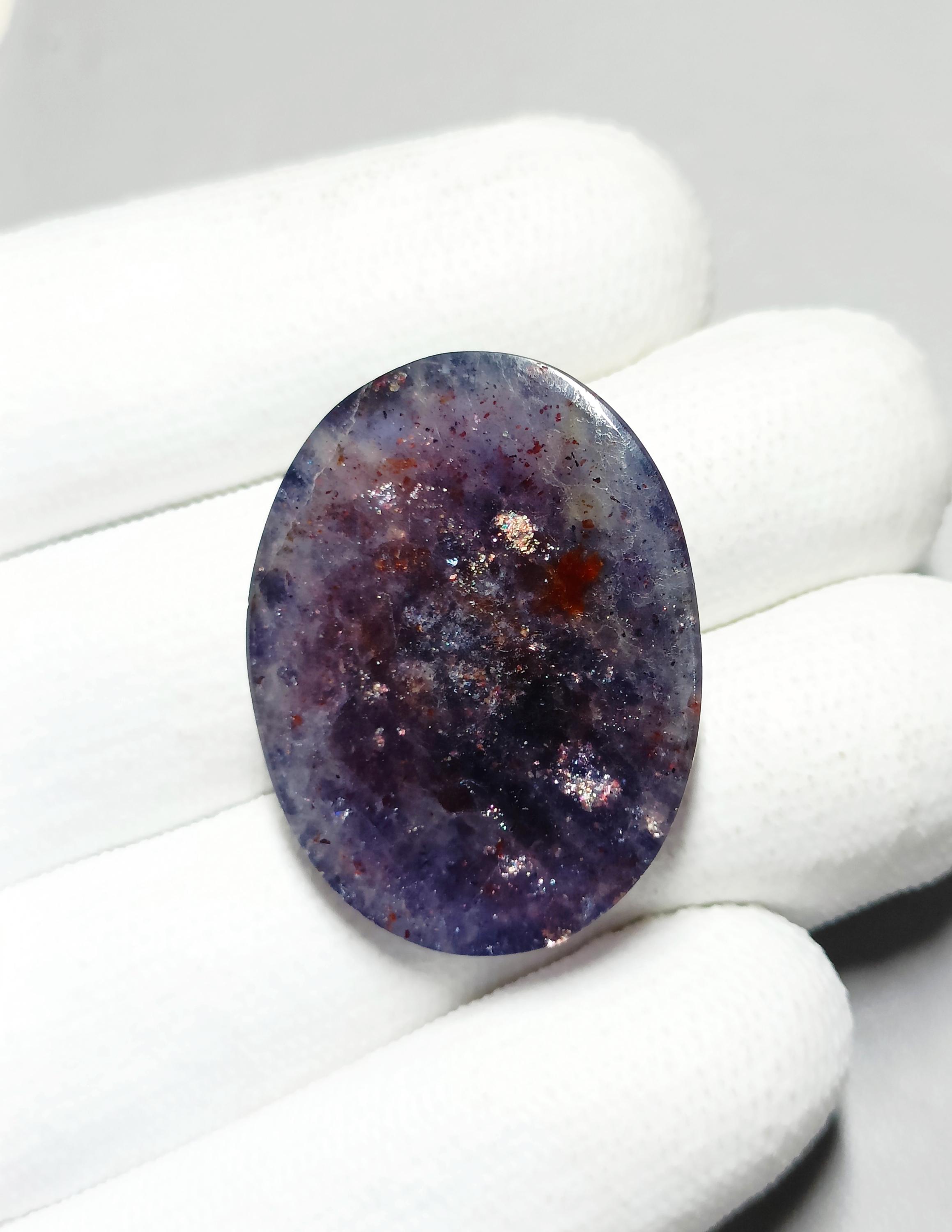 12)ブラッドショットアイオライトのカボション(ルース・マクラメネックレス) アイオライトサンストーン カボション ルース ブラッドショット