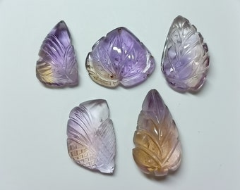 Tallas de hojas de ametrino natural: joyería con piedras preciosas (5 piezas)