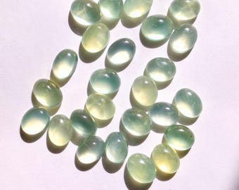 5 AAA Prehnite Cabochons: Smooth Oval Gemstones (11X9MM to 10X8MM)