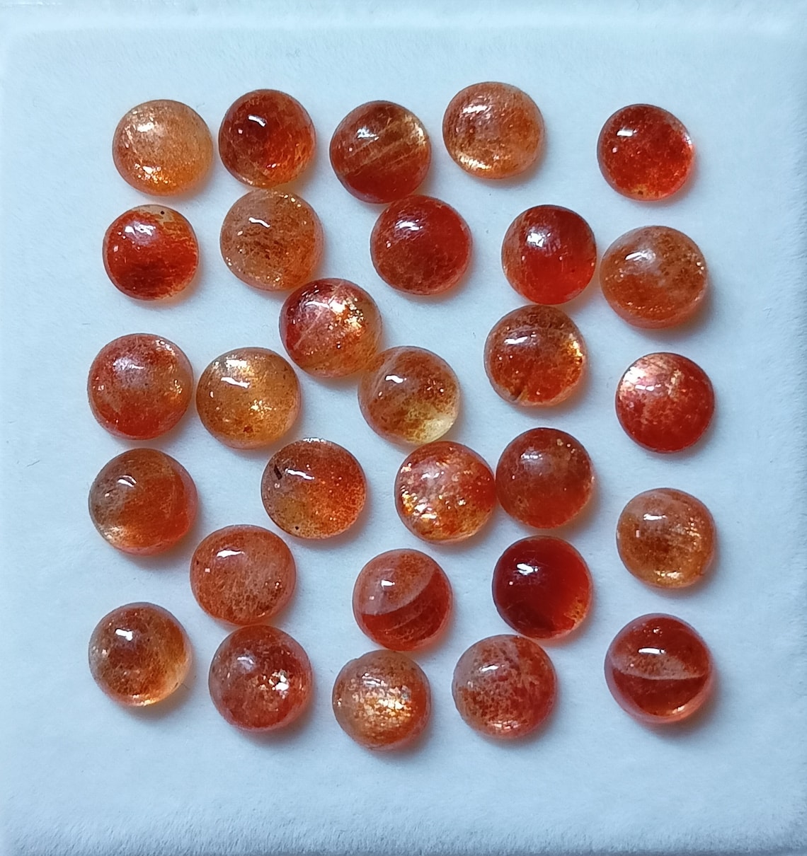 5 Pieces Lot 5MM, Natural Sun Stone Cabochons, Round Shape Genuine