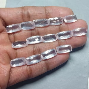 Top Quality Faceted Rose Quartz Gemstone, Cut Faceted Rose Quartz Gemstone, Earrings, Jewelry Making Stone,  16x8,   4 Pieces Lot.  # S-704