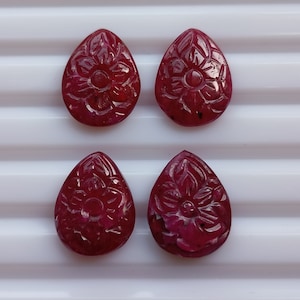 Natural Ruby Carved Gemstone: Teardrop Pendant Stone (19.6 crt)