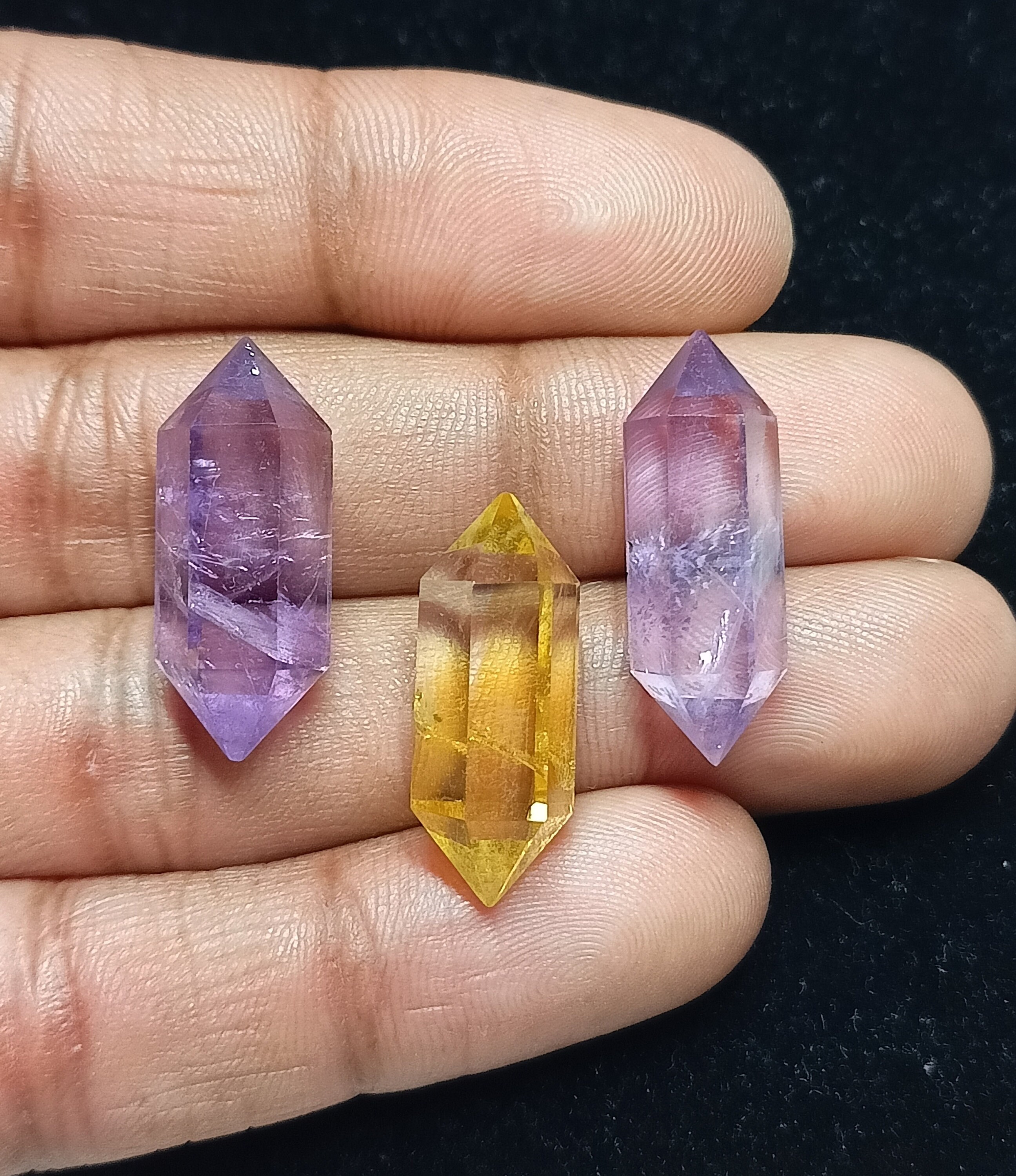 Natural Citrine Amethyst Gemstone Set: Fancy Step Cut Jewelry 
