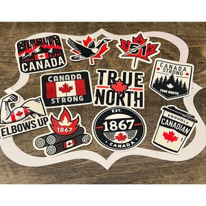Autocollants du Canada | Soutien de la fierté canadienne | Coudes relevés et fièrement Canada | Lot d'autocollants ou d'autocollants individuels | Stickers vinyles cadeaux