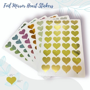 Stickers coeur | Finition miroir en aluminium | Stickers Bujo | Autocollants en vinyle | Pour journal/agenda | Sticker minimaliste | Stickers coeurs | Idées cadeaux