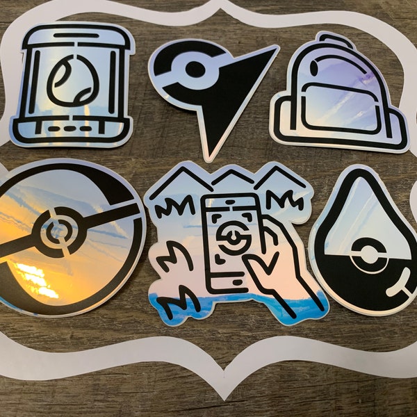 Foil Sticker Set Pokémon Go | Holographic Vinyl Stickers | Pokémon Themed Decals | Duochrome Adventure Stickers