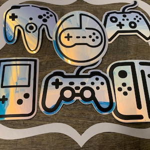 Video Game Controller Foil Sticker Set | Holographic Vinyl Stickers | Controller Themed Decals | Duochrome Nintendo Stickers
