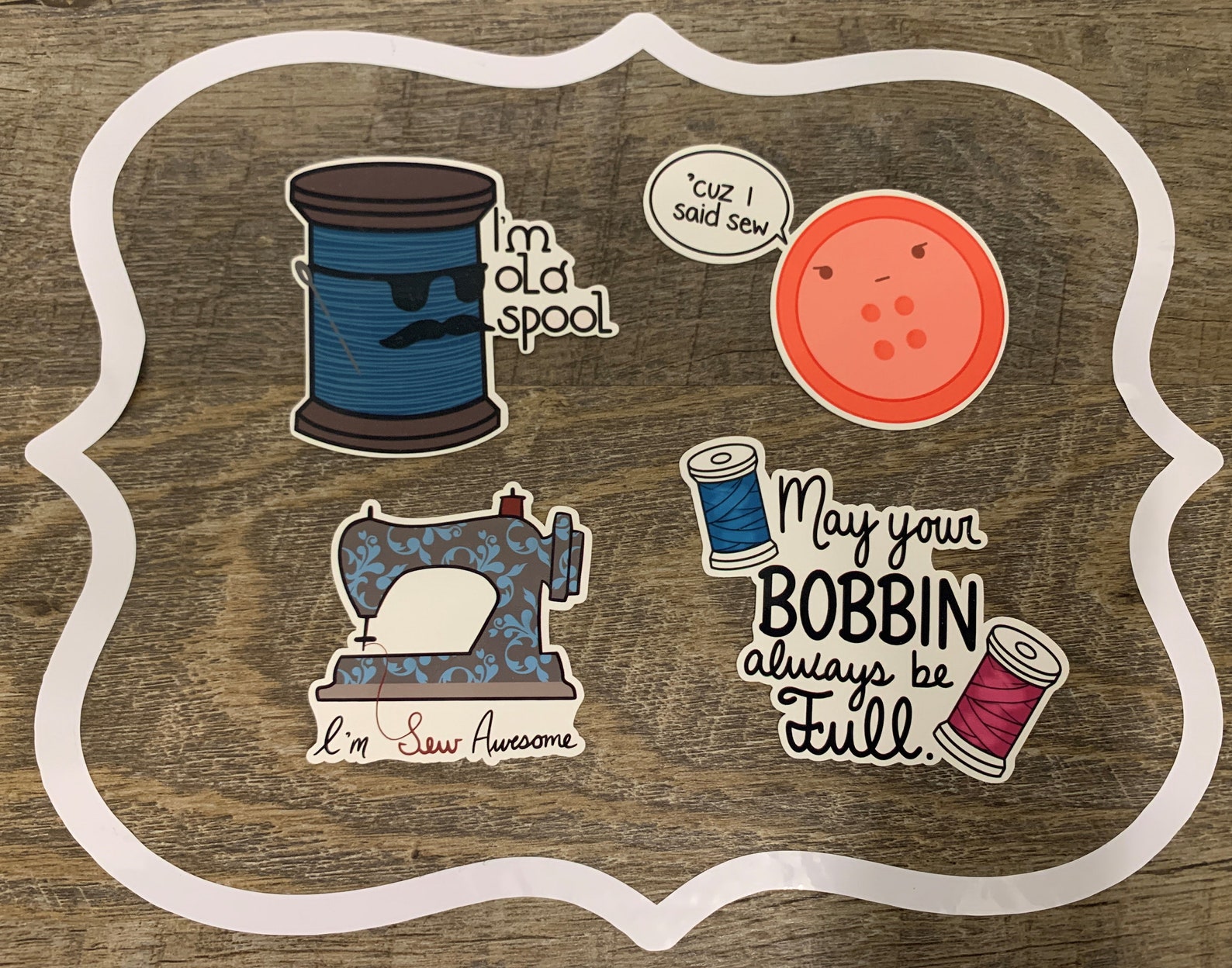 Punny Sewing Sticker Set Sewing Puns/Motivation Hand Drawn Etsy