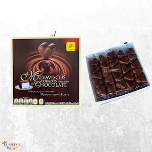 Guimauves en forme de coeur recouvertes de chocolat De la Rosa
