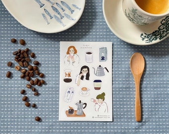 Coffee Sticker Sheet | Illustration | Cute stickers | Japanese style | Japanese stickers | Japanese stationery
