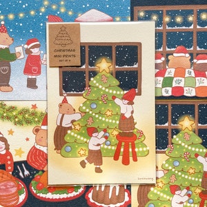 クリスマス ミニプリント セット | ポストカード プリント | ホリデー アート プリント