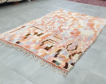 VINTAGE MAROKKAANSE RUG, boujaad Berber tapijt, handgemaakt Marokkaans tapijt, Wollen tapijt, natuurlijk wollen tapijt, vloerkleed voor woonkamer