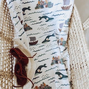Jonah and the Whale Baby Blanket: Minky or Sherpa Lined