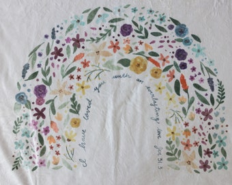 Floral Rainbow Blanket-Biblical Blankets-Jeremiah 31:3-Christian Blanket