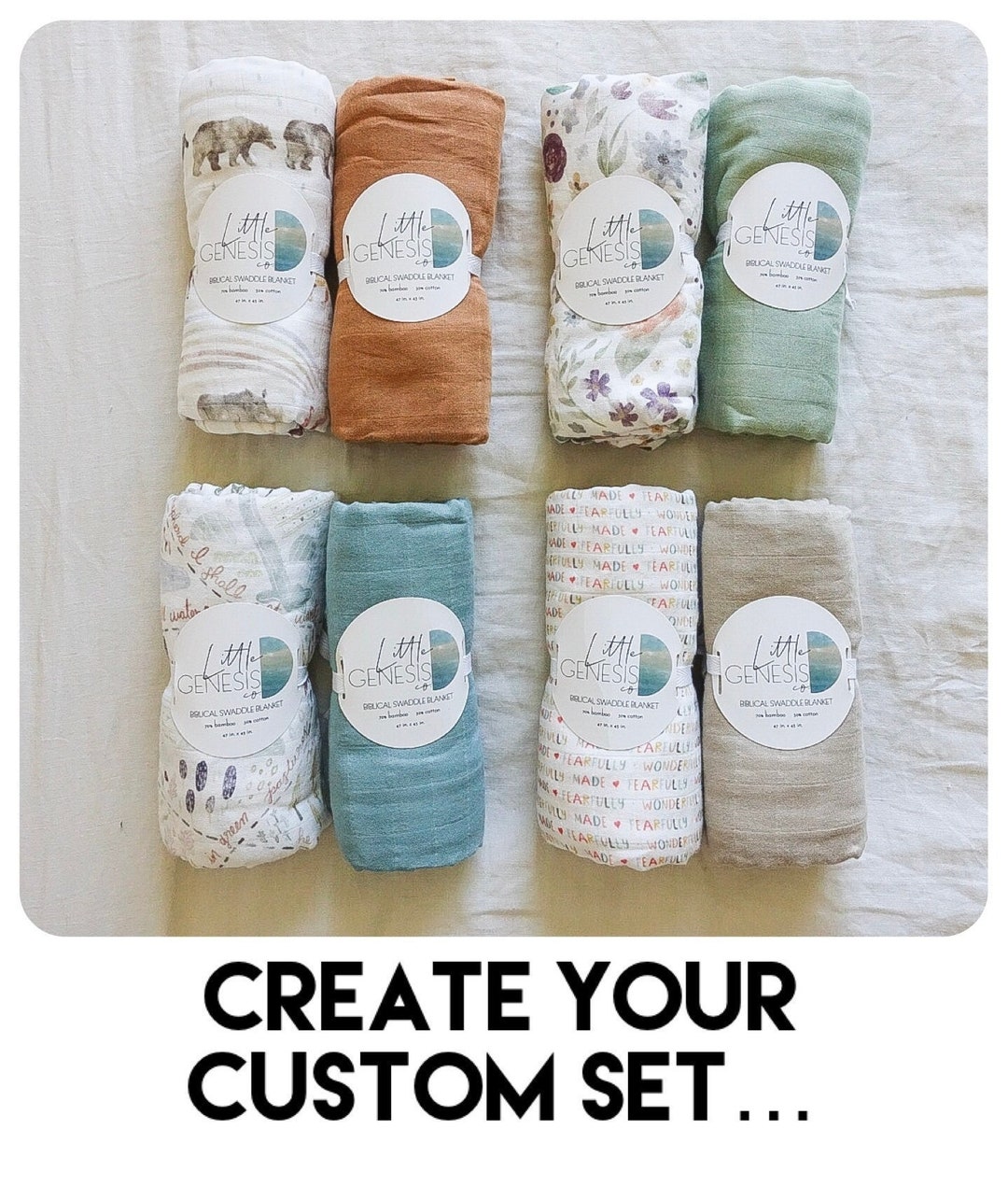 Set of 2 Muslin Swaddlesone Solid and ONE Biblical Patternbaby