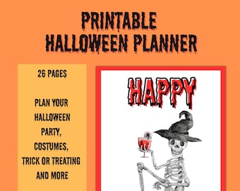 印刷可能なハロウィーン プランナー、パーティー プランナー、トリック オア トリート プランナー、PDF の即時ダウンロード