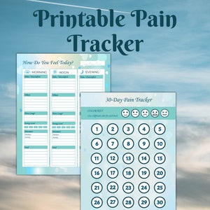 Printable Pain Tracker, Daily Journal, 30 Day Tracker, Instant Download PDF