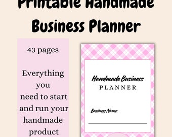 Printable Handmade Business Planner, Craft and Small Business Planning Workbook, Pink Theme, Instant Download PDF