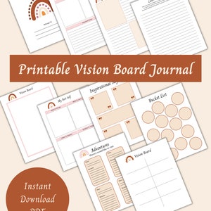 Druckbares Vision Board Journal, Instant Download PDF