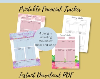 Printable Financial Tracker, Budget Planner, Instant Download PDF