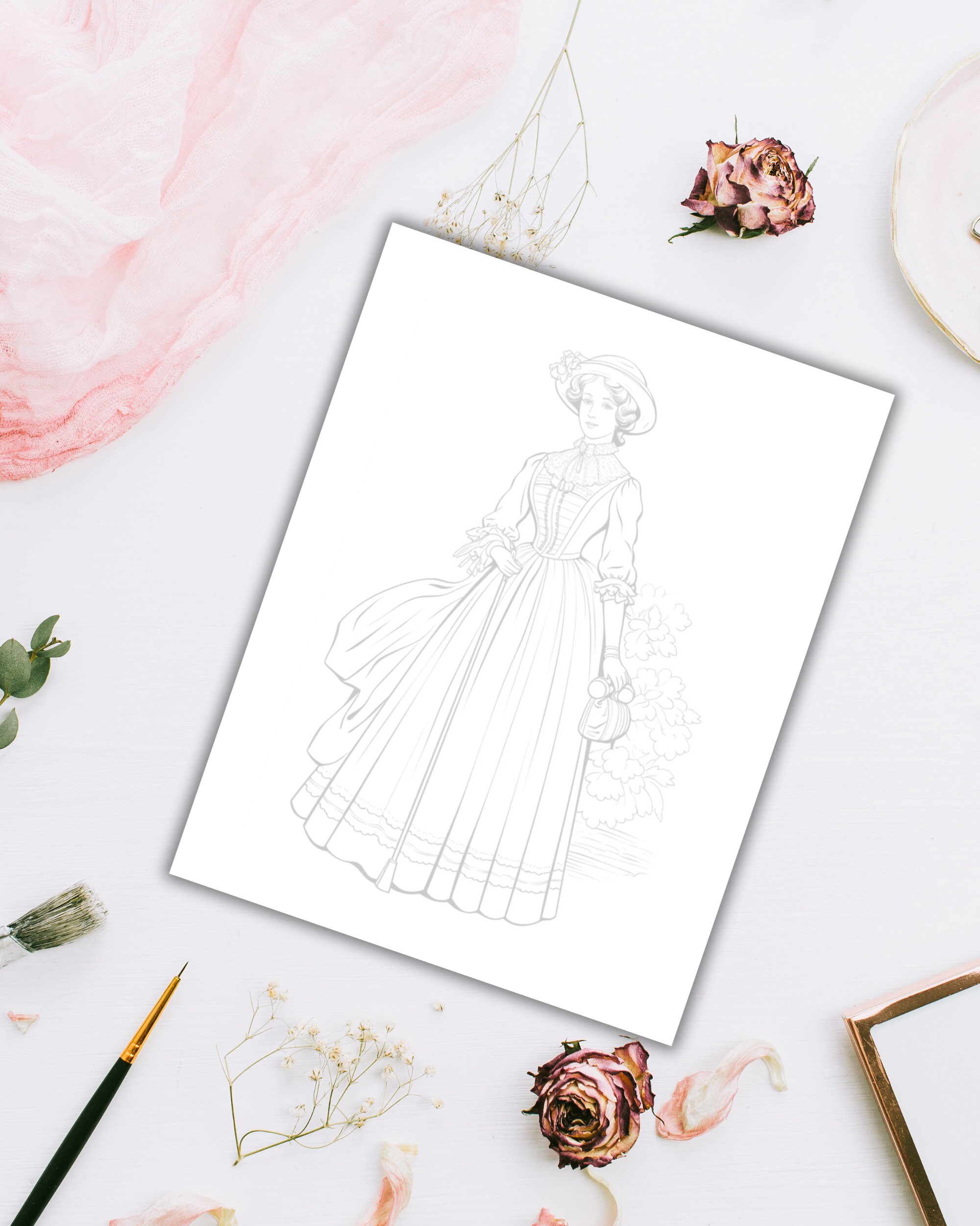 Regency Coloring Patterns Printable Trace and Color, Regency Ladies Coloring Pages, Instant ...